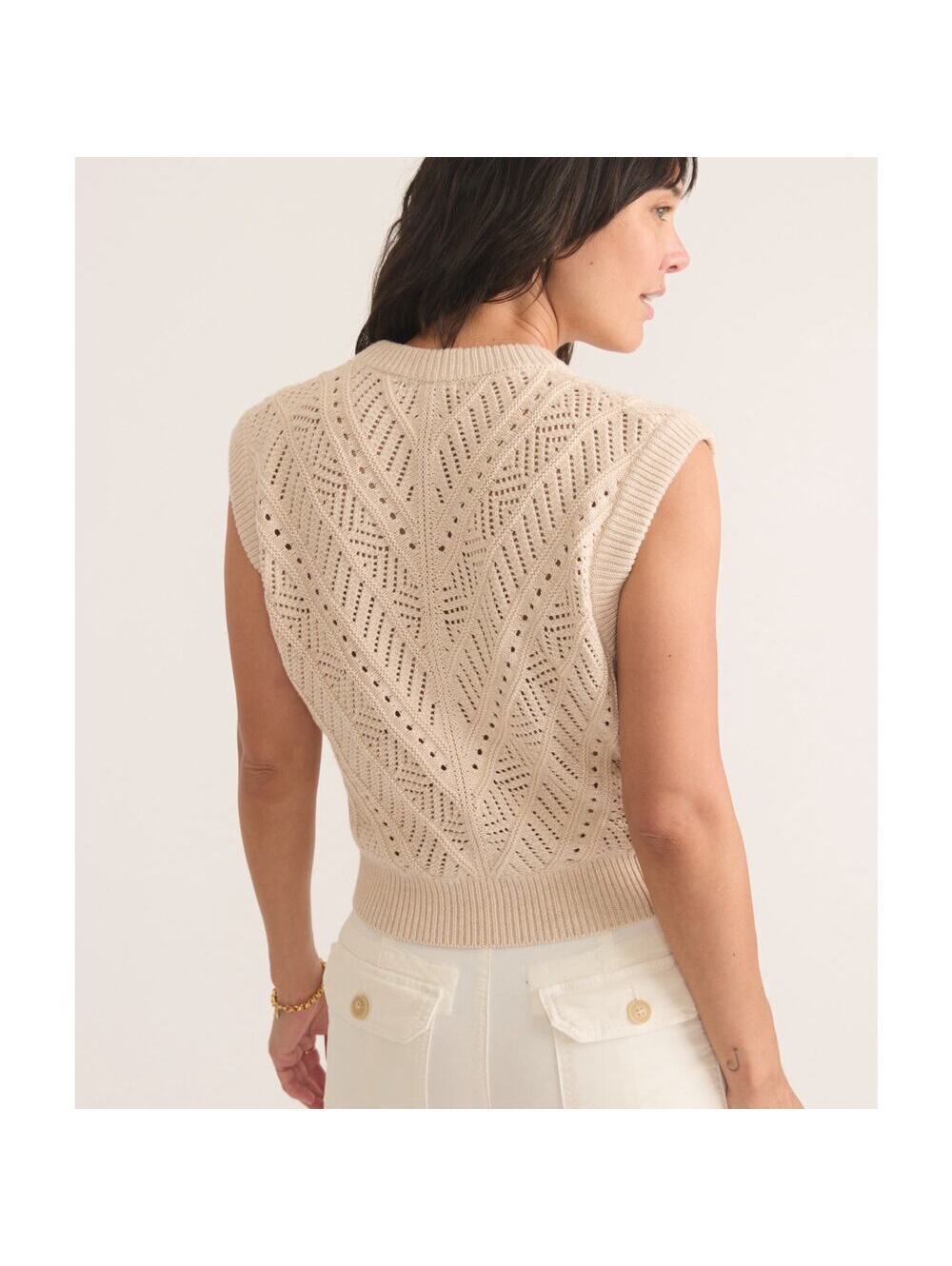 Marine Layer Brooke Sweater Vest Oatmeal Cotton Wool Blend XS - Picture 3 of 5